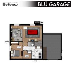 Ceci est le plan du sous-sol, modèle Blü garage