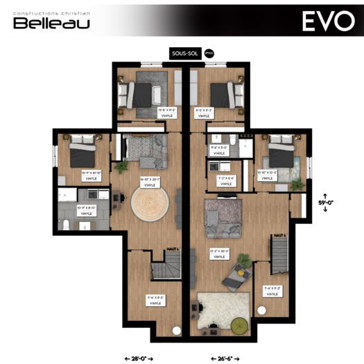 Ceci est le plan du sous-sol, modèle Evo garage