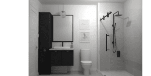 Ceci est une photo de la salle de bain, modèle Evo