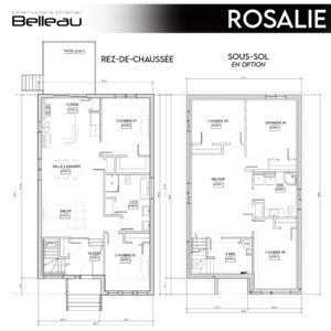 Ceci est le plan du rez-de-chaussée et du sous-sol, modèle Rosalie