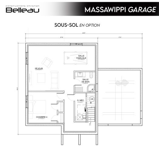Ceci est le plan du sous-sol, modèle Massawippi